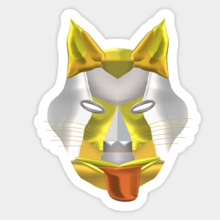 Futuristic Fantasy Wolf Fox Coyote Dog Canine Hybrid Mask (Black Background) Sticker